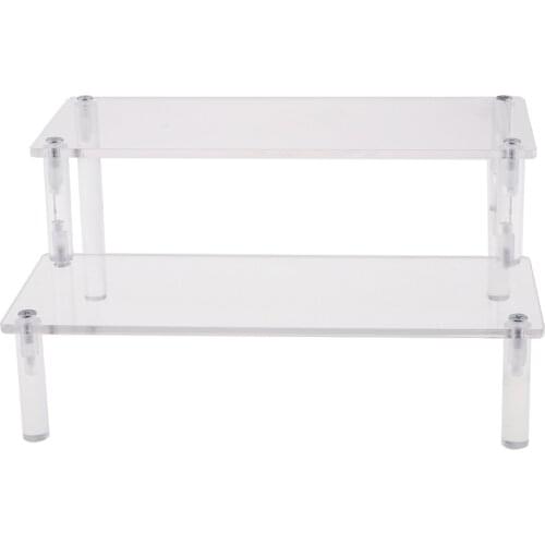 1Pcs Acrylic Riser Stand Shelf for Figure Display, 2 Steps Acrylic Display for Decoration and Organizer-Small
