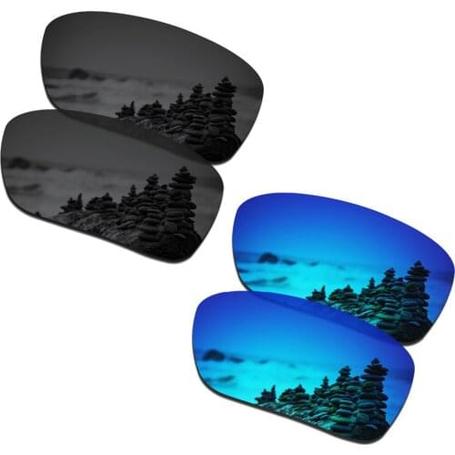 SmartVLT 2 Pairs Polarized Sunglasses Replacement Lenses for Oakley Si Ballistic Det Cord Stealth Black and Ice Blue
