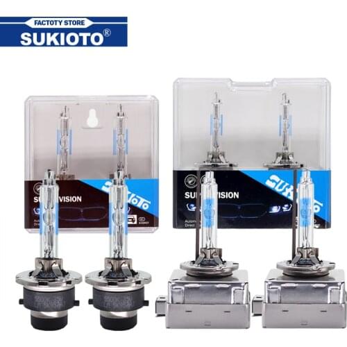 SUKIOTO 2PCS 55W D2S 5500K Car Light Xenon Bulbs 12V 35W D1S HID Replacement Lamp All Metal Holder D3S D4S Auto Headlamp Light