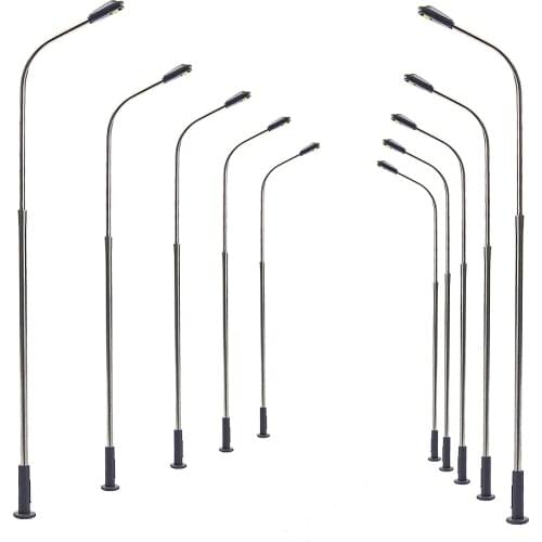 LQS08 20pcs Model Railway Advertisement Lamps Post Street Lights HO OO Scale 1:87 LED 3V Free Resistors Warm White Bright White