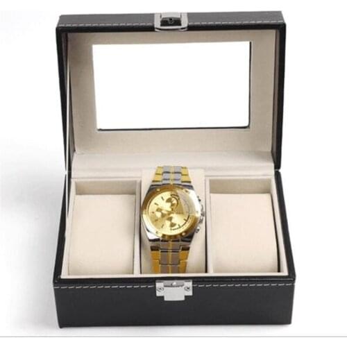 3 Grids Watch Box PU Leather Watch Case Holder Organizer Storage Box for Quartz Watches Jewelry Boxes Display Best Gift