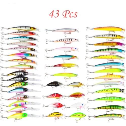 43 Pcs/Lot Minnow Fishing Lures Models Crankbait Spinner Baits Wobblers Carp Fishing Fly Fishing Lure Set L37