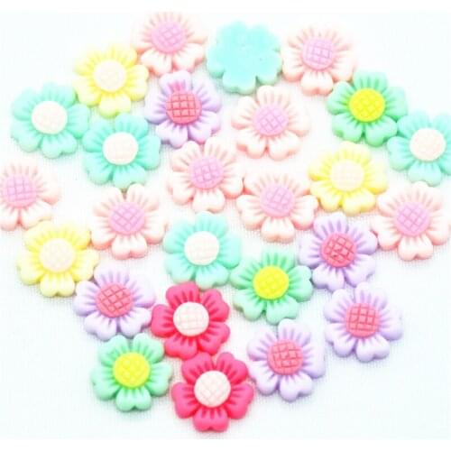50PCS 14mm Fantasy Mixed Color Resin Flatback Flowers|Party Decoration Miniatures|Resin Flower cabochon