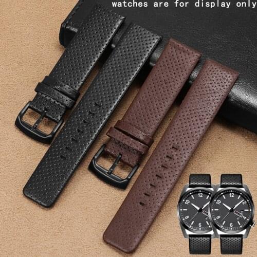 CICIDD Stomatal Genuine Leather Wristband 20 22mm Black Brown Ventilation Strap For Citizen Watch Accessories