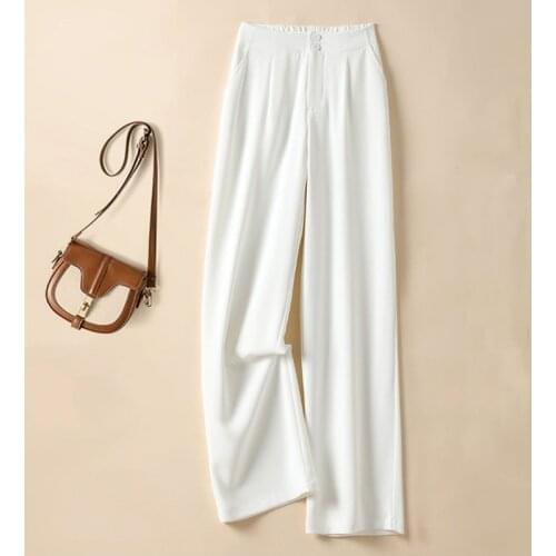 Summer New High Waist Straight Wide Leg Pants Women High Street Fashion Solid Suit Trousers Casual Joker Female Pants RE2071