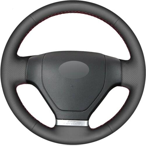 Black PU Faux Leather DIY Hand-stitched Car Steering Wheel Cover for Hyundai Tiburon 2003-2008 Coupe 2002-2008