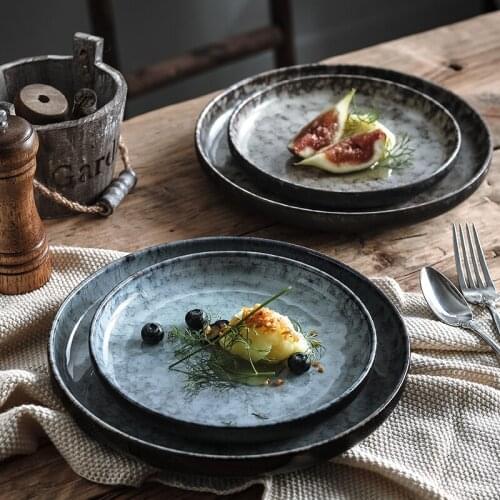 Home Creative Deep Plates Round Steak Plates Ceramic Dishes Baking Trays Sushi Plate Diner Platen Japanese Dishes Salad Plates