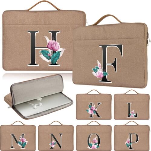 Travel Bag Sleeve for XiaoMi Pro 14 15/RedmiBook 14/RedmiBook 16/Air 13 Khaki Letter Pattern Shockproof Laptop Bag Handbag