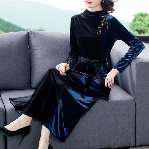 Elegant Gold Velvet Vintage 4XL Plus Size Midi Dress Winter Plush Padded Long Sleeve Warm Dresses Women Bodycon Party Vestidos