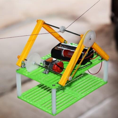 Electric sightseeing cable car model/climb rope walking basket/scientific physics experimental Educational toys/DIY parts toys