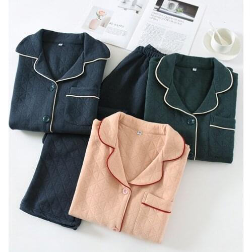 Fdfklak Couple Pajamas Winter Men Women Pajamas Set Warm Flannel Thickening Home Wear 2 Pieces Long Sleeve Female Sleepwear