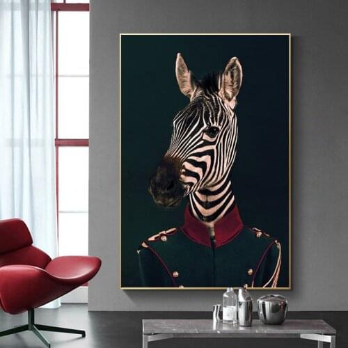Zebra In A Suit Canvas Paintings Art Posters and Print Gentleman Zebra Animals Canvas on The Wall Art Pictures for Living Room