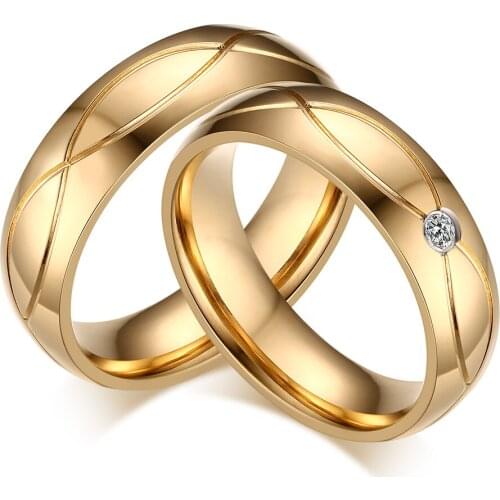 Lovers Alliance Wedding Rings For Men And Women 14k gold filled married couples vintage ring man Stainless Steel jewelry
