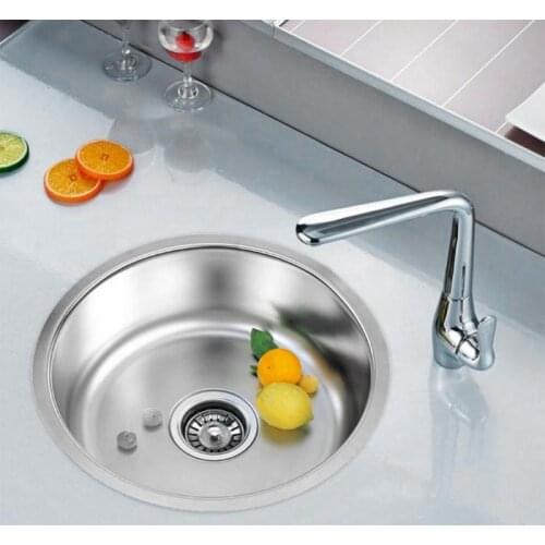 Stainless Steel Topmount Kitchen Sink With Downcomer 41*41*20cm Multifunctional Single Bowl Silver Wash Basin For Kitchen HWC