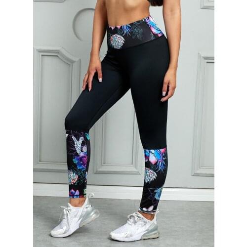 Autumn new womens high waist exercise slim fit versatile Leggings print details tight show thin comfortable Pants