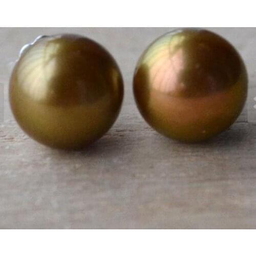 Favorite Real Pearl Earrings AA 8MM Brown Natural Freshwater Pearl Earrings S925 Silver Stud Jewelry Charming Women Gift
