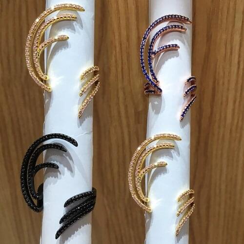 Missvikki Luxury Europe Lines Wings Rings for Women Party Show Fingers Jewelry Unique Ring Full AAA Cubic Zirconia