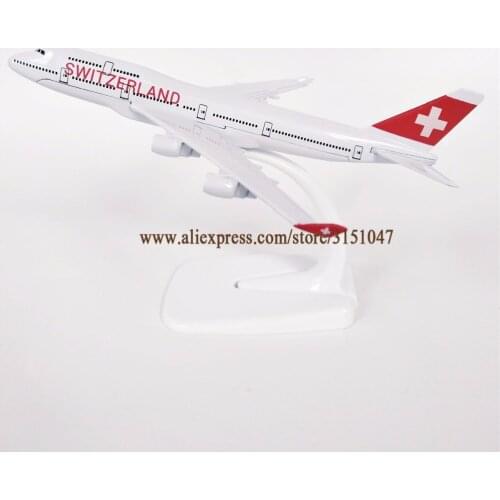16cm Air SWITZERLAND Boeing 747 B747 Airlines Plane Model Alloy Metal Diecast Model Airplane Airways Aircraft Gift