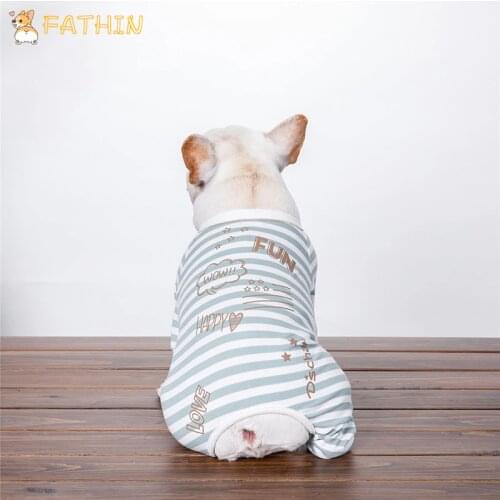 FATHIN Stripe Cotton Dog Clothes Pet Rompers Dogs Pets Clothing for French Bulldog Small Large Dogs S-FB