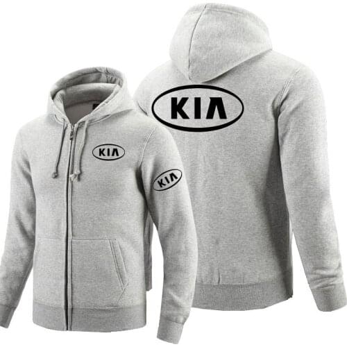 2021Zipper Hoodies KIA logo Printed Hoodie Fleece Long Sleeve Mans zipper Jacket Sweatshirt