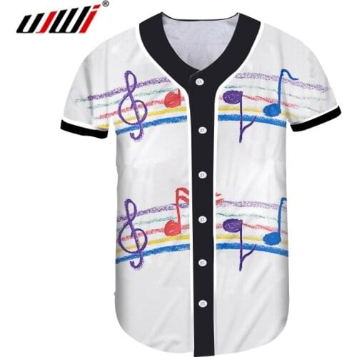 UJWI 3D Printed Colored Musical Note T-shirt Man Baseball Shirt Lovely Big Size Mens Tshirt Suppliers Best Selling Clothing