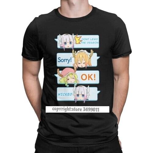 Mens Tee Shirt No Lewd The Dragon Leisure Cotton Tees Anime Kobayashi-san No Maid Dragon Tshirt Tops