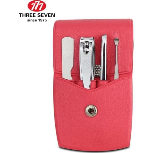 THREE SEVEN/777 Fashion Nail Clippers Set Earpick/Nail file/ Eyebrow clip 4 in 1 Nail Art & Tools Kits Red Style