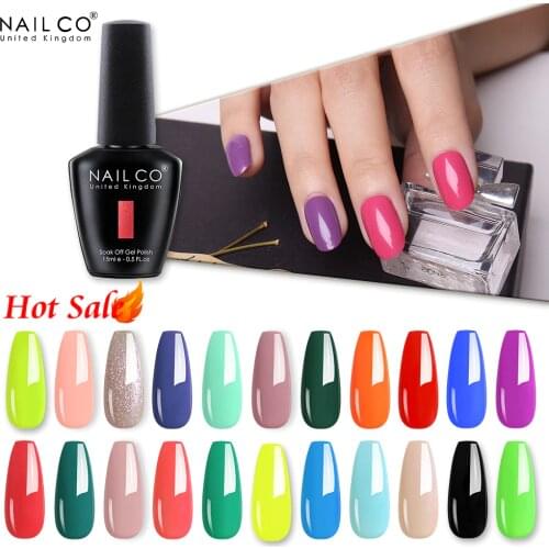 NAILCO Hot Sale Color 15 ML Nail Gel Polish Soak Off UV LED Semi Permanant Gel Nail Art Varnish Top Base Remover Gellak
