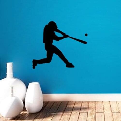 Gym Style Wall Mural Baseball Player Gymnasium Art Wall Sticker Home Room Wall Decorative Vinyl Baseball Club Wall Decals 3356