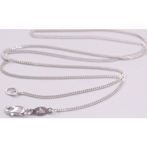 Real Platinum 950 Necklace Womens Curb Chain Female 1mm Simple Link 40cm Gift Neckalce Jewellery