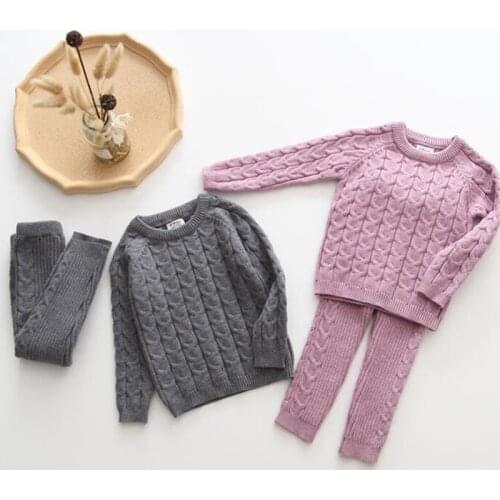Autumn Toddler Girls Boys Suit Baby Boys Girls Clothing Sets Knitting Pullover Sweater+Pants Winter Infant Boys Knit Clothes Set