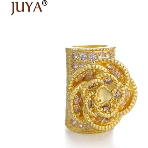 Supplier For Jewelry 1pcs Color Flower Copper Spacer Tube Beads Fit Diameter 5mm Cord Necklace Bracelet Accessories