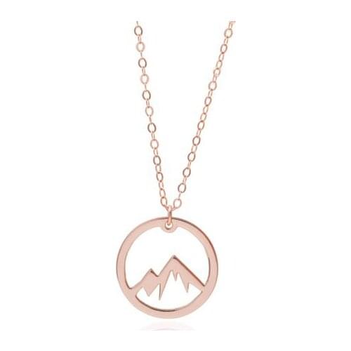 Simple Nature Snowy Mountain Necklace Circle Round Mountain Range Nature Lover Necklaces Geometric hill Sports landscape jewelry