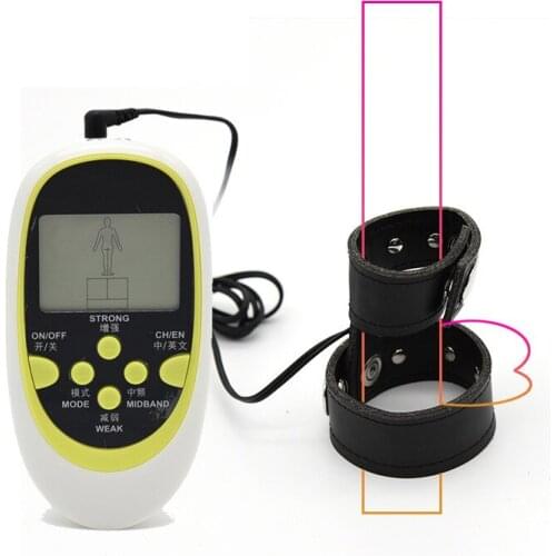 Electric Shock Sex PU Leather Penis Rings Electric Shock E-stimulate Massage Kits,Cock Extender Ring , Adult Sex Toys For Men