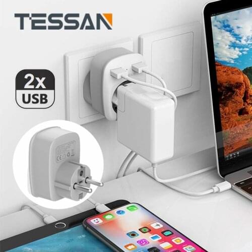 TESSAN Power Strip USB Travel Socket EU Wall Adapter Electrical Overload Protection Outlet 4000 W Portable Plug for Phone Tablet