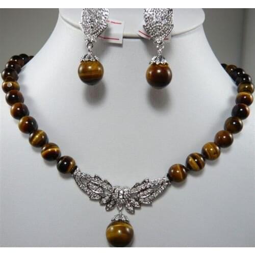 Shitou 00497 6 color-10mm blue / / tiger eye stone necklace pendant earring