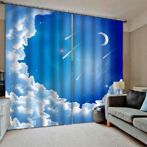 Blue curtains 3D Curtain Luxury Blackout Window Curtain Living Room sky cloud moon curtains Blackout curtain