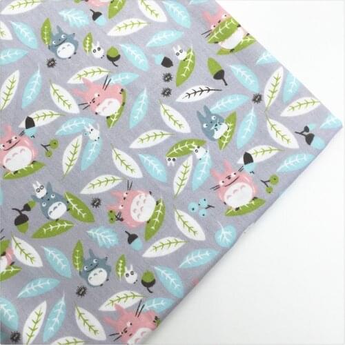 Syunss,100%Cotton Twill Fabric Gray Totoro Printed Patchwork DIY Handmade Quilting Curtain Cloth Textile Material Sewing Tissue
