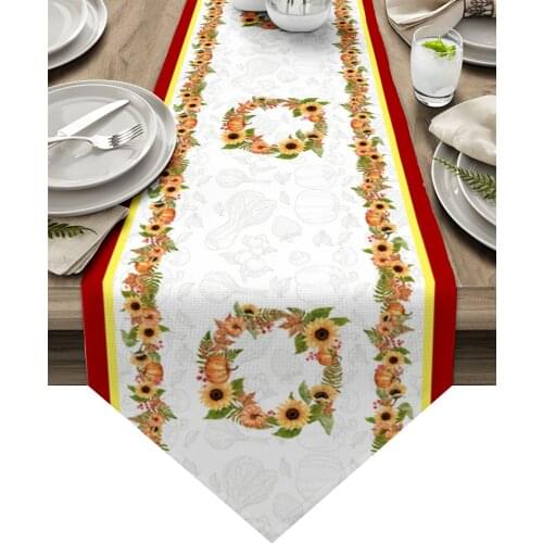 Thanksgiving Plant Texture Pumpkin Table Runners Home Dining Coffee Table Decor Table Cloth Wedding Decoration Table Cover