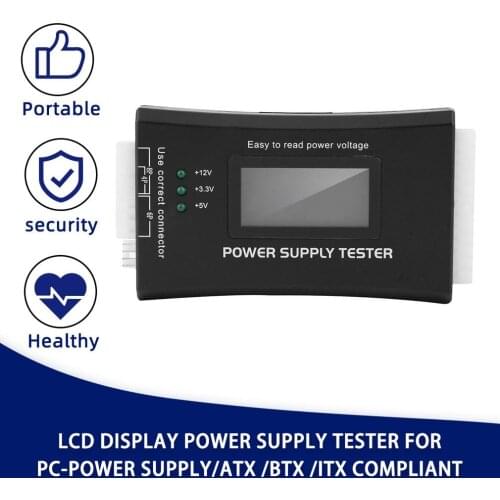Power Supply Tester for 20/24 Pin LCD Display Computer Power Supply Diagnostic Tester PC-power Supply/ATX /BTX /ITX Compliant