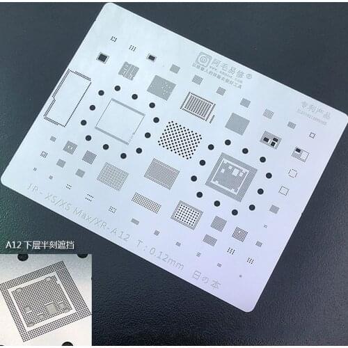 Amaoe BGA Reballing Stencil For X iPhone XS/XS MAX/XR A12 CPU RAM Nand Flash IC Chip BGA IC Solder Reballing Stencil Net