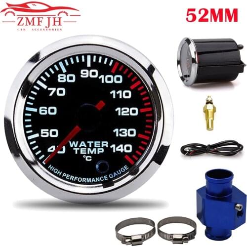 52MM 7 Colors Led Water Temperature Gauge 40-140 Celsius With 1/8NPT Water Temperature Seal Pipe Sensor Adapter Radiator 26-40MM