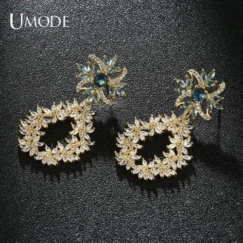 UMODE Flower cluster CZ Earring Water Drop Hollow Earrings for Elegant Women Bridal Wedding Jewelry Accessories Gift UE0720