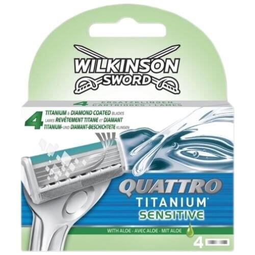 Wilkinson Sword Quattro titanium sensitive filling shaving knife 1 pack/4 pcs 10 tıraşa up sharpness, feathers kökten takes