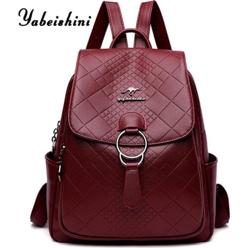 High Capacity Women Leather Backpacks High Quality Female Vintage Backpack For Girls School Bag Travel Bagpack Ladies Back Pack