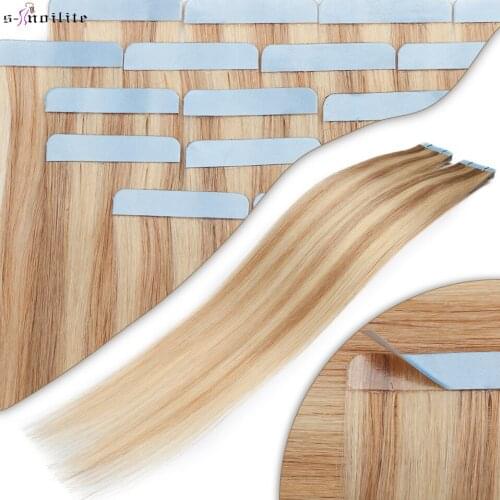 S-noilite 1.5g/pc Tape In Human Hair Extensions Natural Hair Extensions Adhesive Glue Invisible Skin Weft Blonde Brown Real Hair