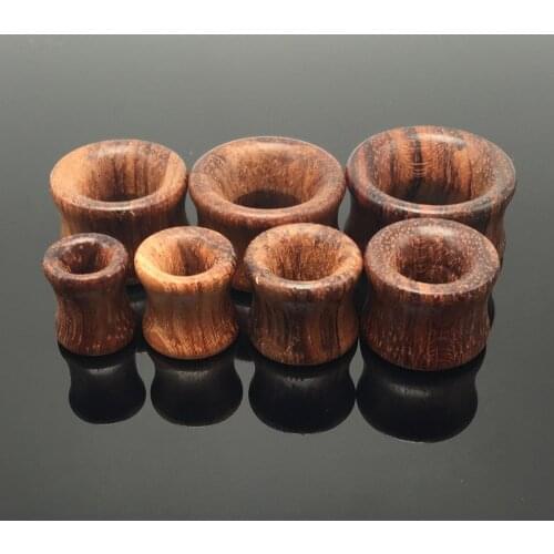MODRSA 2pcs 6MM-20MM Rose Wood Ear Plugs Gauge Hollow Flesh Plugs and Tunnels Ear Expanders Body Piercing Jewelry Piercing Oreja