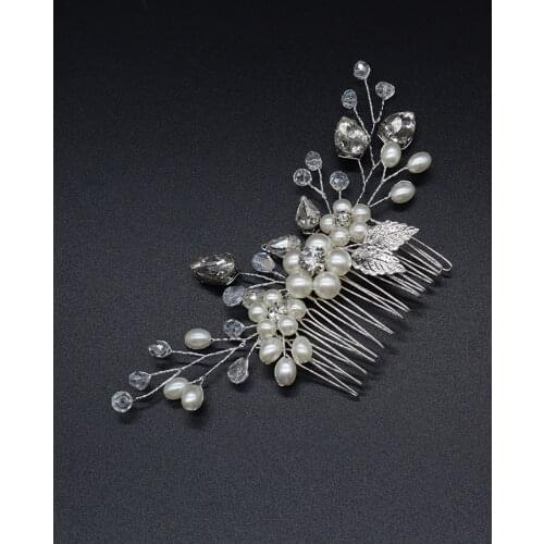 Women Crystal Pearl Hair Combs Tiaras Wedding Hair Jewelry Bridal Hair Vine Handmade Rhinestone Shiny Bridal Hair Accessories