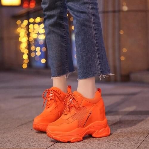 New Autumn Women Sneakers Fashion Women Height Increasing Breathable Lace-Up Wedges Sneakers Platform Shoes Woman Casual Shoes