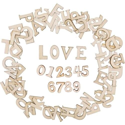 100Pcs English Alphabet Letters Wood Number Wooden Household Decorative Mini Wood Ornaments Arts Crafts Letter Digital Display
